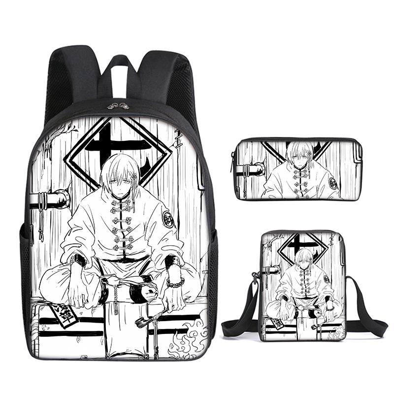 Classic Funny Fire Force season 3 3D Print 3pcs/Set pupil School Bags Laptop Daypack Backpack Inclined shoulder bag Pencil Case