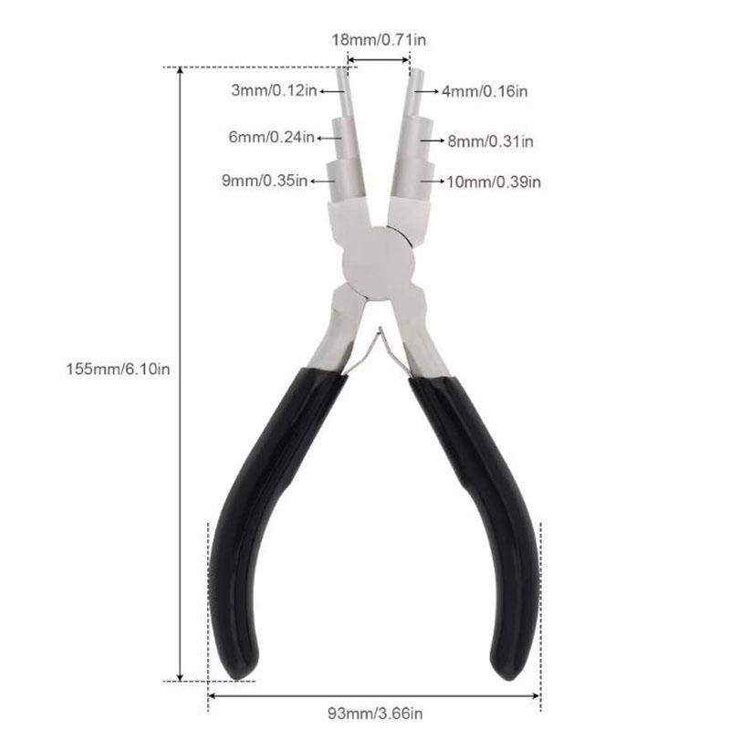 Wire Wrapping 6 w 1 Szczypce do gięcia drutu Narzędzie ręczne Jubilerstwo Szczypce okrągłe Odporne na zużycie Solidne Szczypce 6-stopniowe