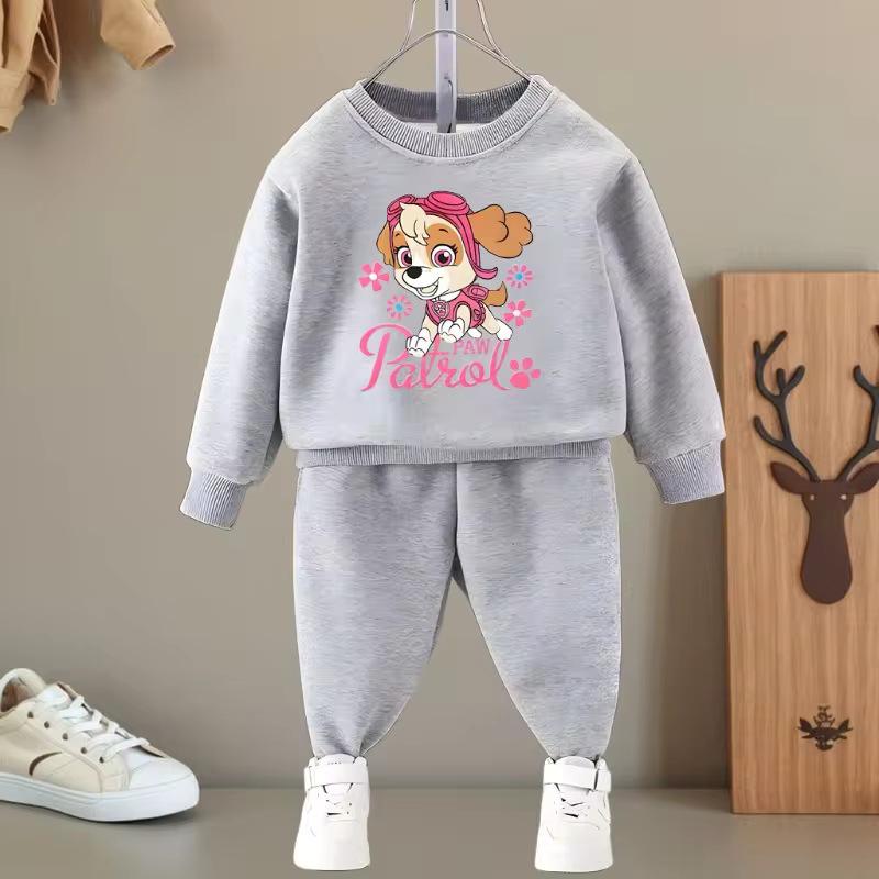 Kids' Round Neck Sweatshirt & Long Pants Set - Casual Spring/Autumn Wear