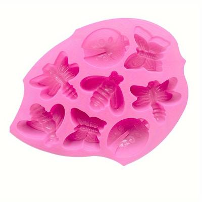 2 peças Molde de Silicone Floral Inseto para Bolo Molde de Gesso para Aromaterapia Molde para Sabonete Frio Fácil de Limpar Assadeira