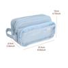 Staged Type Pencil Bag Pen Case 3 Compartment Transparent Front Cream Color Storage Pouch for Stationery School
