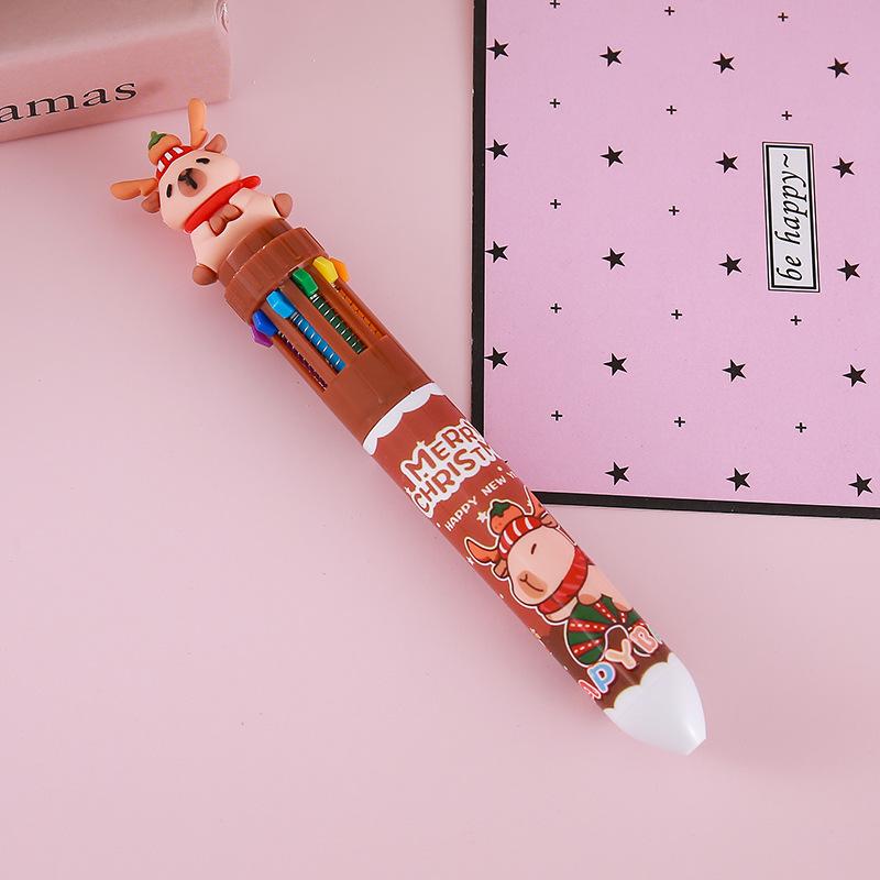 

Милая мультяшная рождественская десятицветная шариковая ручка с Сантой, оленем и снеговиками One Size