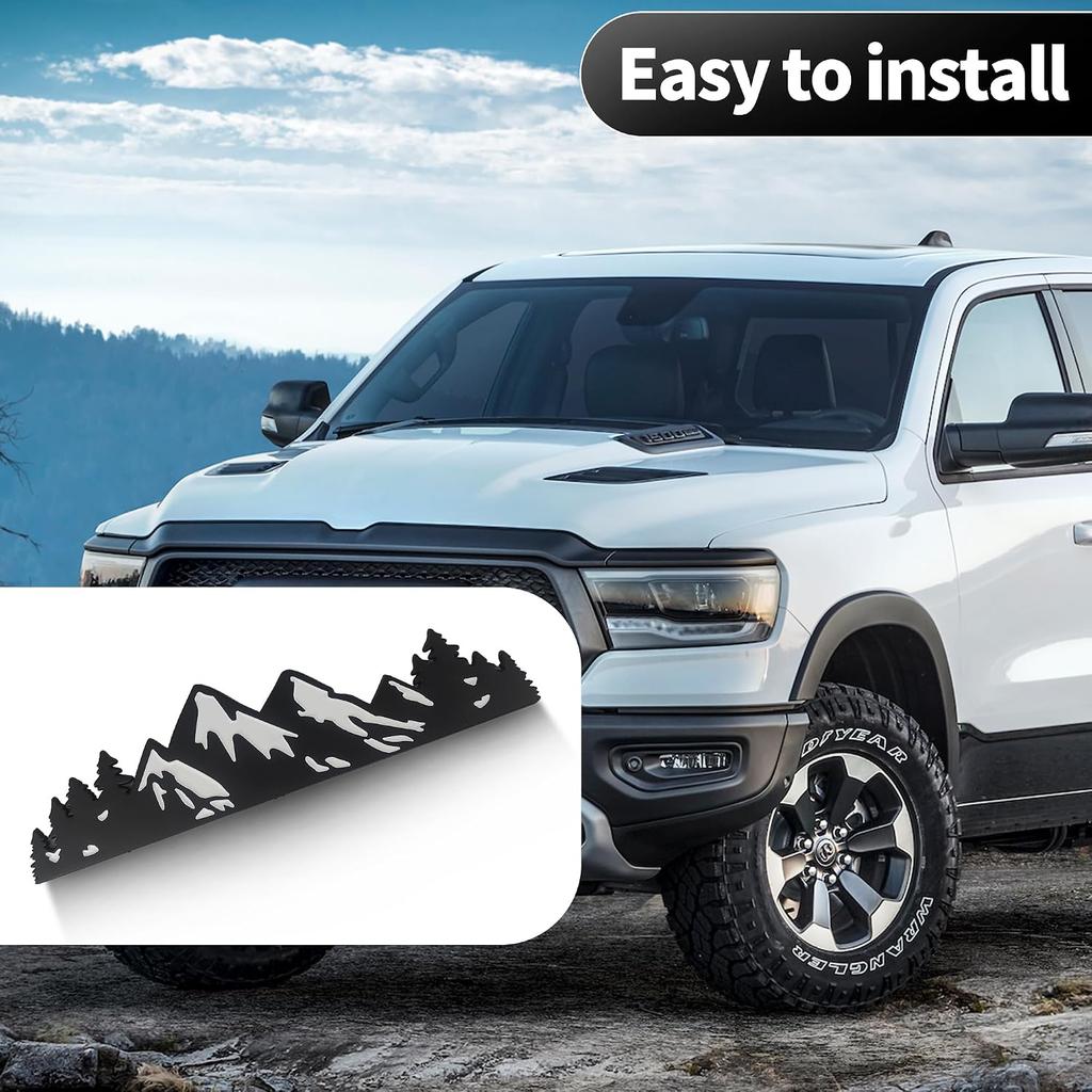 10 Inch Snow Mountain Emblem for Car Trunk SUV RV (Black White)