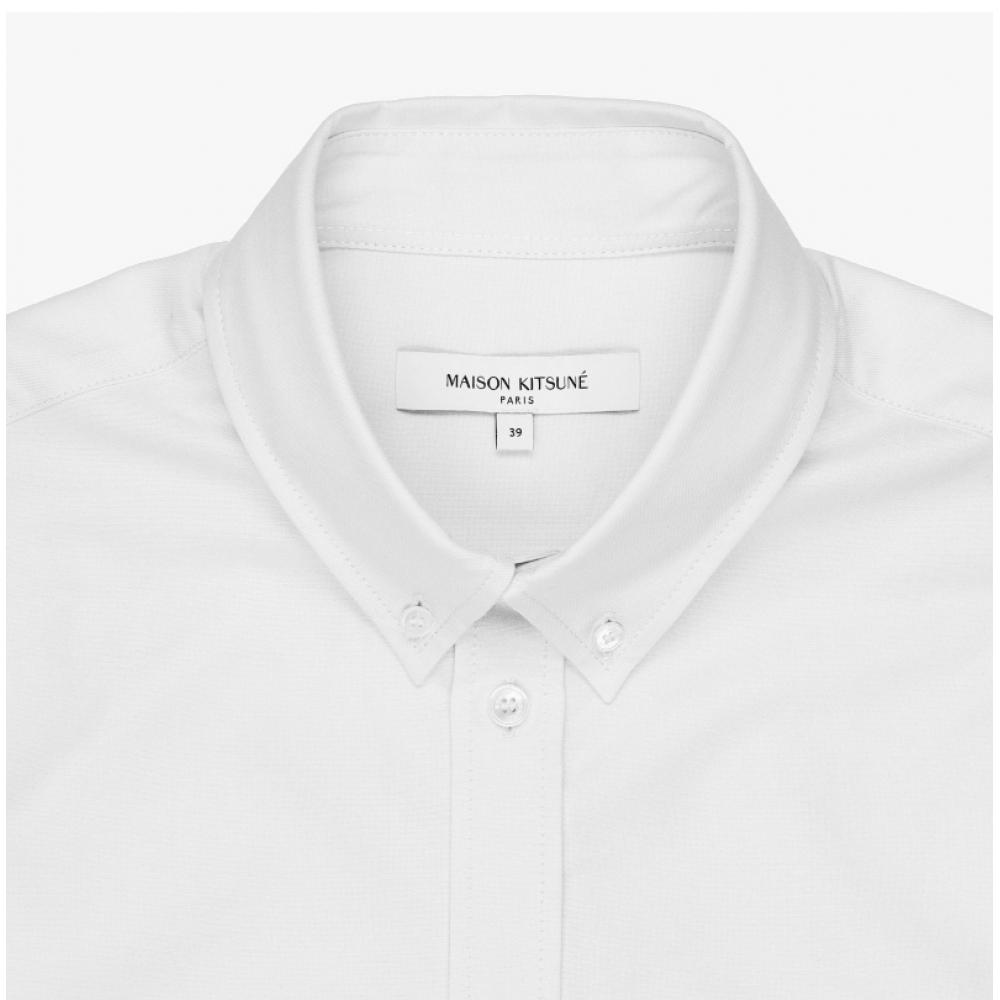 Maison Kitsune Mm00413wc5012 P100 Mini Fox Head Patch Oxford Mens Shirt