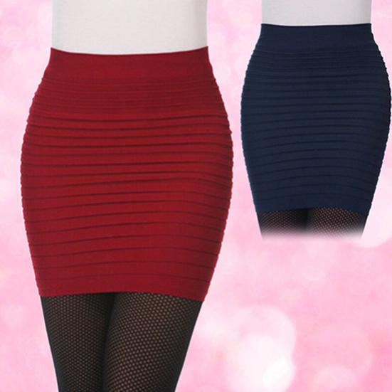 Women's Sexy Pleated Stretch Seamless Bodycon Mini Skirt Short Pencil Dress