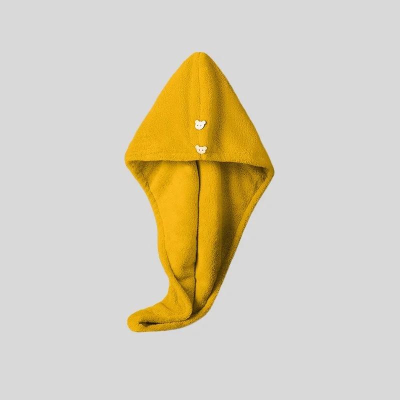 Care Cap with Button Super Absorbent Hair Towel Wrap Fast Drying Hair Wraps Women Bathroom Accessories Microfiber Hair Towel