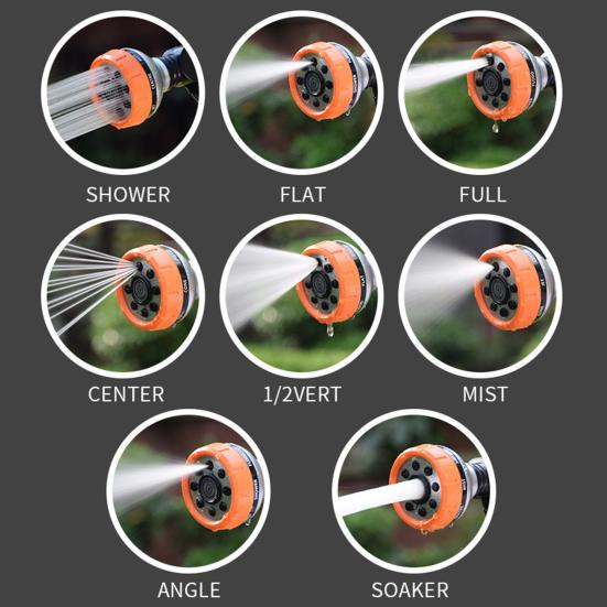 Watering Wand with Button Flow Control 8 Spray Modes Metal Sprinkler Wand Hose Nozzle Sprayer