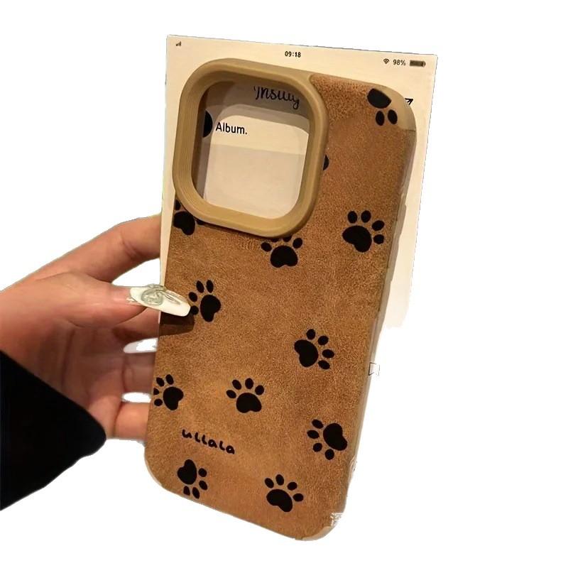 Full screen black cat paw suitable for iPhone16/15ProMax Apple 15 mobile phone case 11 fluff leather X protective case