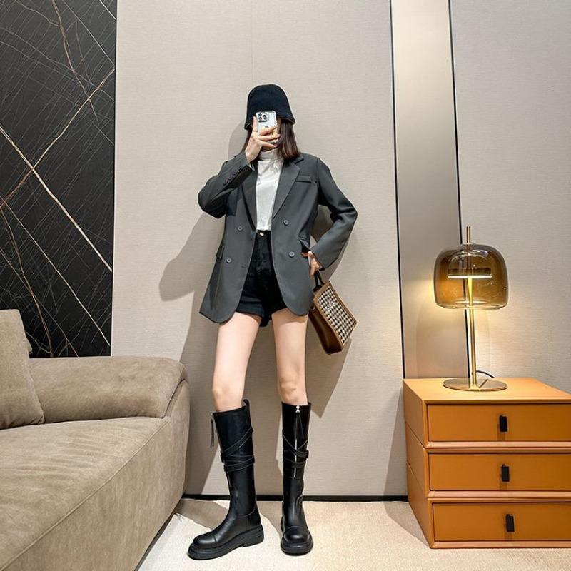 Maillard~ Hübsche Stiefel Damen lange Martin-Stiefel aber Knie Leder Herbst und Winter lange Stiefel hohe Lokomotivstiefel