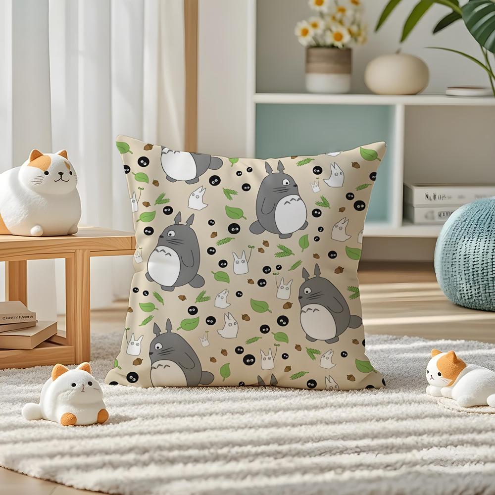 T-Totoro Pillow Case Silky Elegant Comfort Sofa Bed Invisible Zipper
