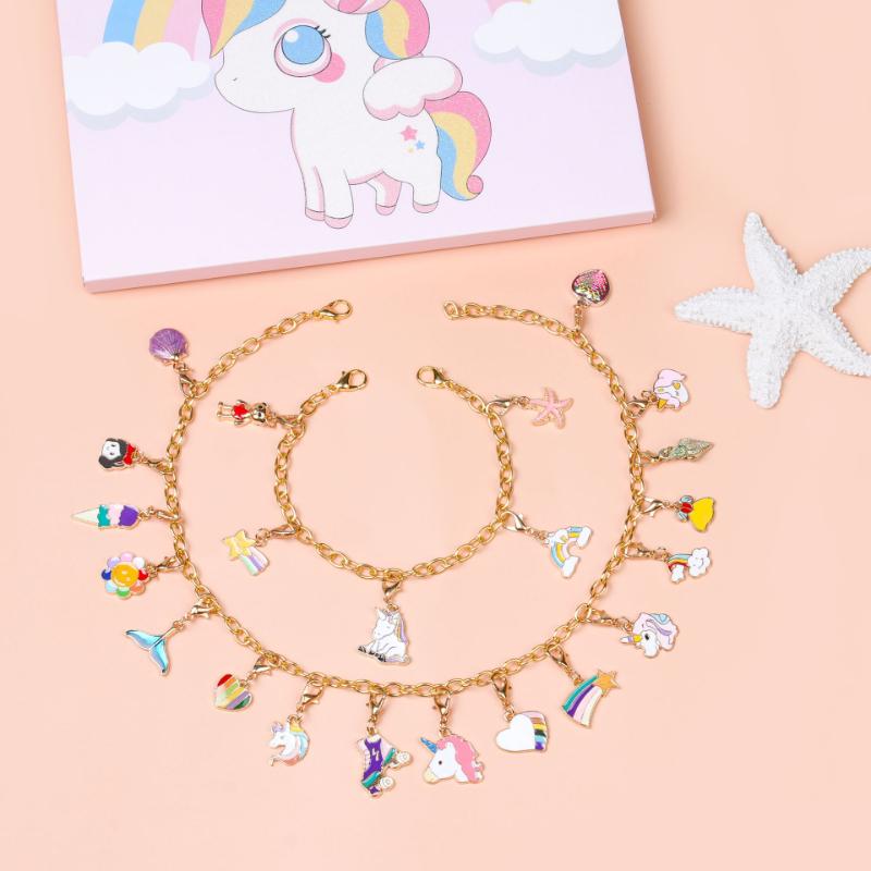 Weihnachts-Countdown-Kalender kreativ DIY Kinder Pony Armband Halskette Set Box vielseitig Cartoon Anhänger Geburtstagsgeschenk