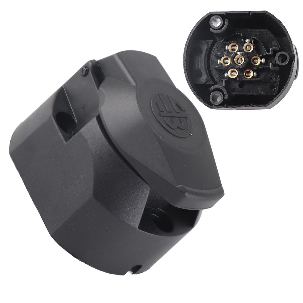 7 Pin European Trailer Connector Socket with 1.5m 4.9ft Cable for Commercial Vehicles Semi Trailers