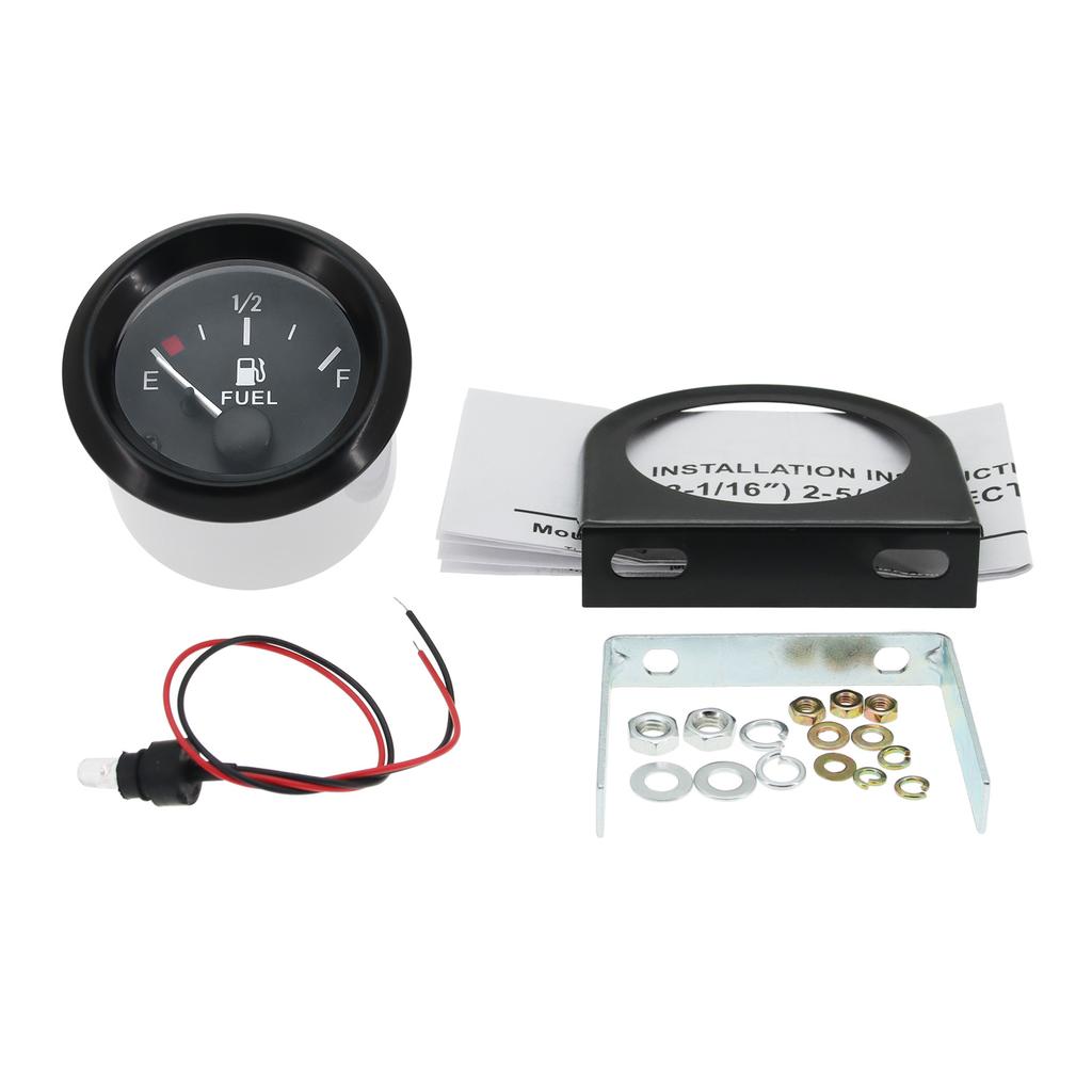 2" 52mm Digital Fuel Level Gauge Voltmeter Oil Temp Water Temp Oil Pressure Gauge With White LED Light For 12V Gasoline Car