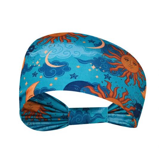 Women Wide Boho Print Headband Yoga Workout Knotted Stretch Sports Hairband Vintage Ethnic African Head Wrap