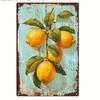 2D Flat - Vintage Lemon Branch Metal Sign - Rustic 8x12 Inch Wall Art with Realistic Lemons & Dappled Background, Perfect for Li