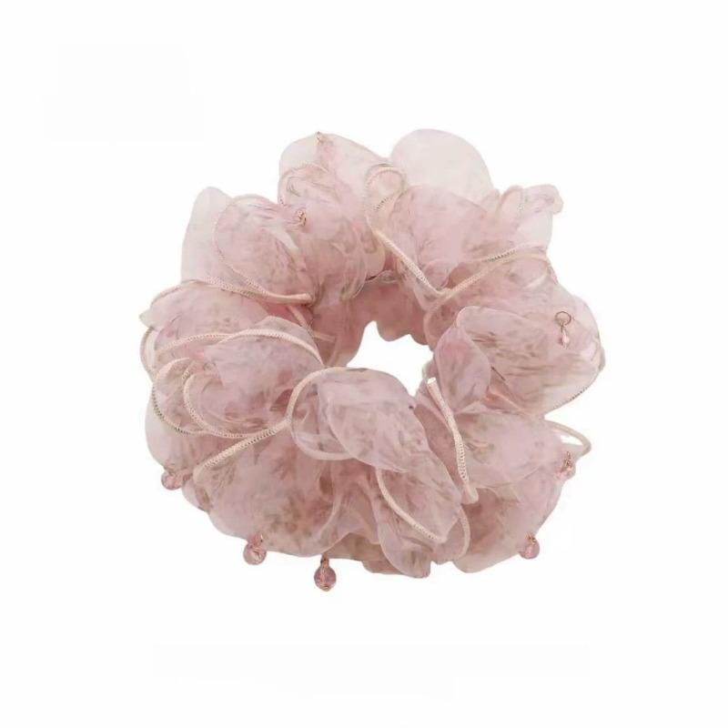 New Style Elegant Hairband - Ethereal Spring Fairy Double-layer Net-sheen Flower Hairpin for Girls with Low Ponytail Hair Ties and Leather Bands