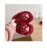 Women's Cute Korean Style Heart Plush Winter Slippers with Cat Paw Design and Soft Full Heel