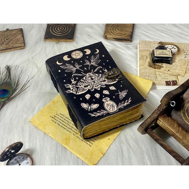 Blank Spell Book of Shadows Luna Moth Journal Witchcraft Supplies Moth Decor and Morpho Butterfly Print