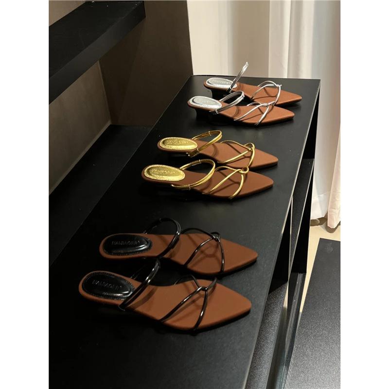 2025 Summer New Fashion Versatile Pointed High Heels Internet Celebrity Niche Design Wedge Heel with Two Sandals