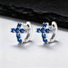 Hip Hop Cross Huggies Hoop Earring for Men Women,Blue Crystal Zircon Metal Hoop Earrings,Trendy Party Jewelry Gift for Dad Son