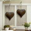 2PCS Vintage Metal Heart Pendant Iron Wall Decor Durable Heart Shaped Ornament  Outdoor