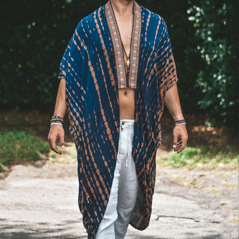 Men S Casual Printed Beach Sun Protection Loose Fit Shirt Jacket