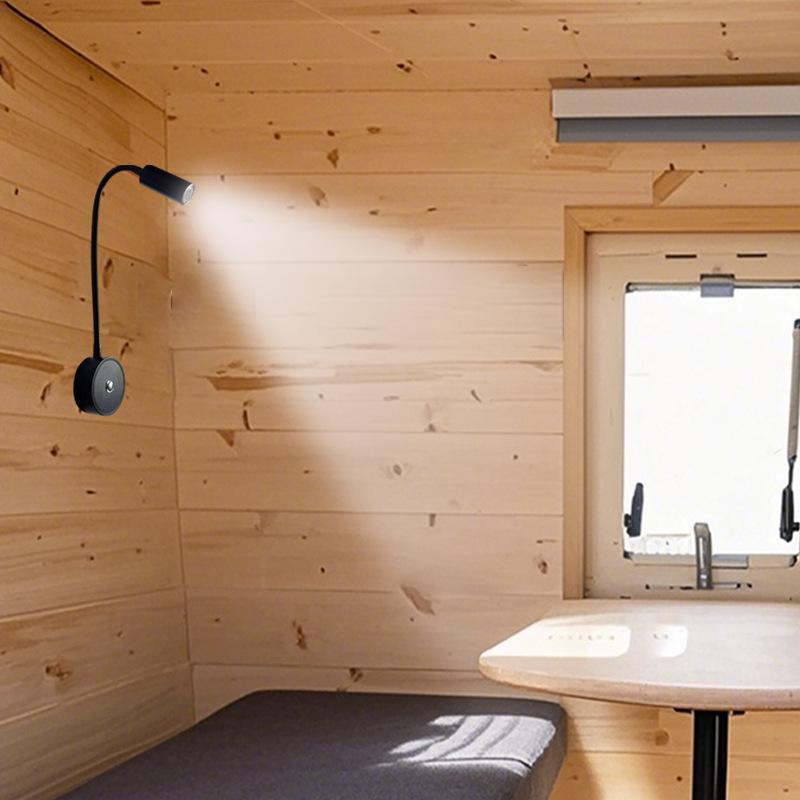 Luz LED de lectura de cuello de cisne para autocaravanas y barcos con regulación táctil