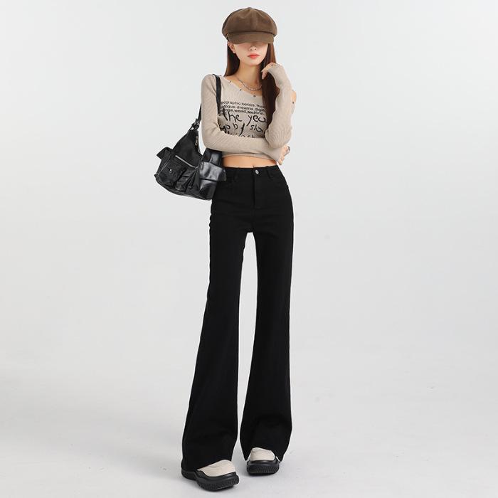 

American Micro Flare High-Waisted Slimming Stretch Jeans with Fleece for Fall/Winter 2025 Extra Small