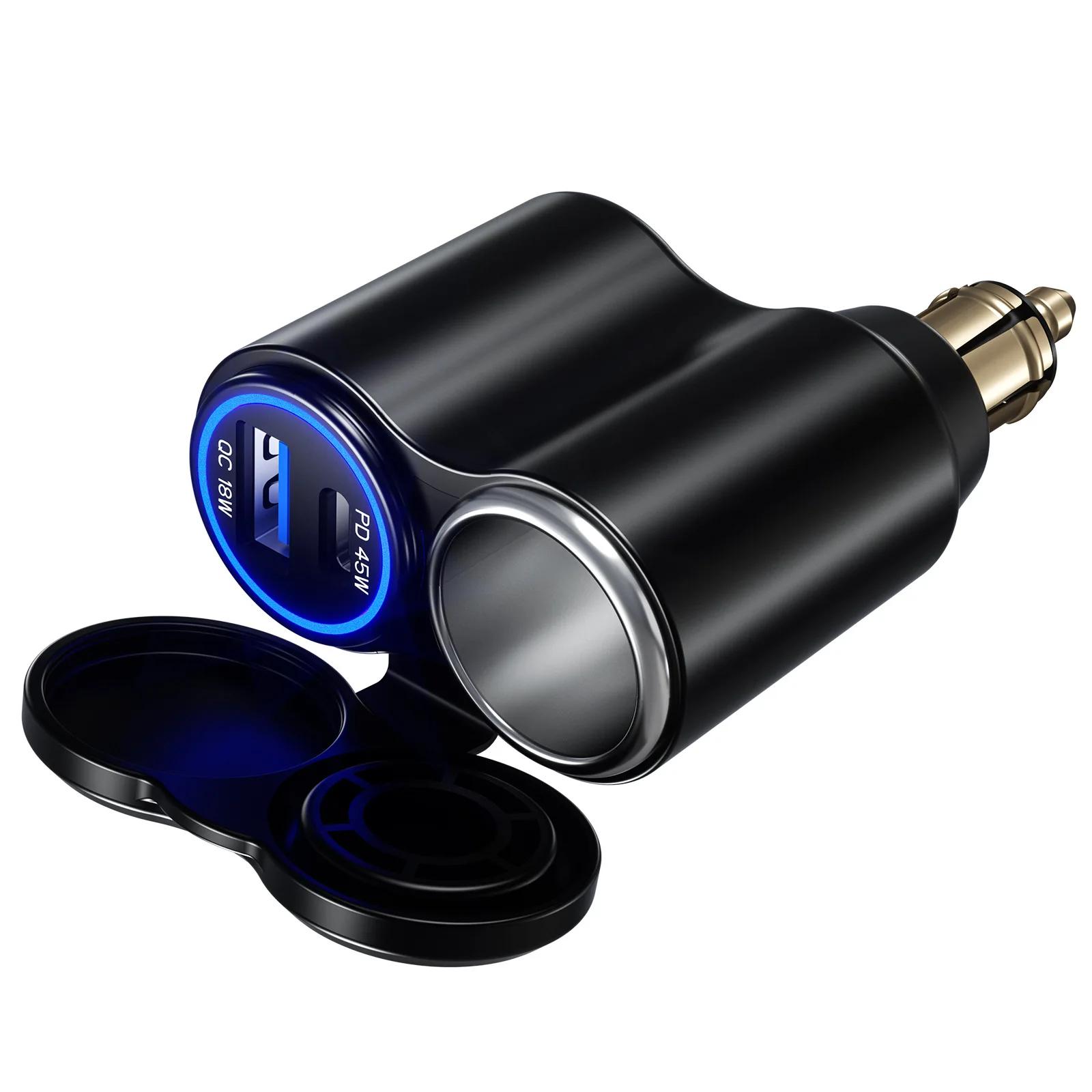 

63 Вт автомобильный прикуриватель Din Hella Plug to QC3.0 18 Вт & PD 45 Вт для 12-24 В BMW Ducati Boat RV Hella Motorcycle DIN Socket чёрный