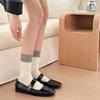 Damen Herbst Japanischer Stil Colorblock Rüschenkante Socken - Lässige Spitze Baumwolle Mid-Calf Scrunch Socken in Weiß