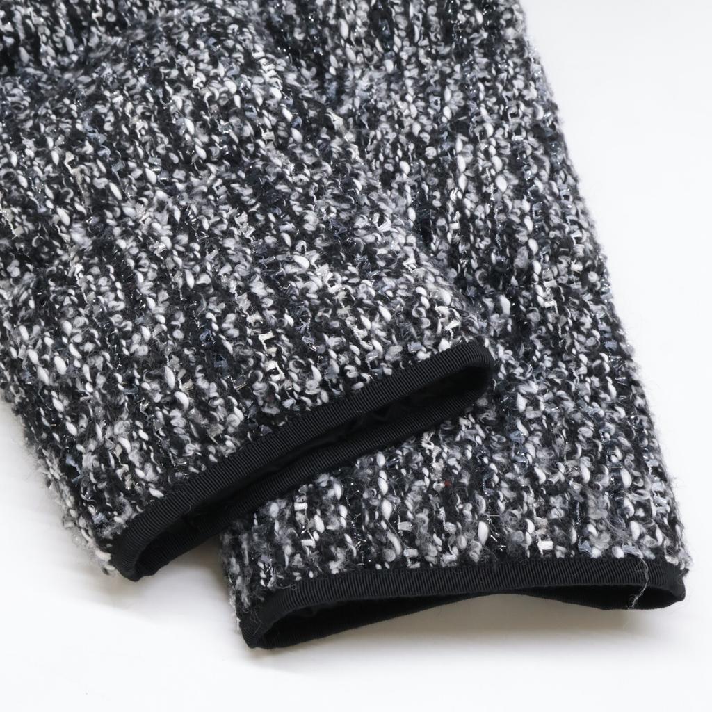 Moncler 2021 ELEUSINE Lamé Tweed Fringe Design Hooded Jacket Jacket 0 Black X whiteUsed