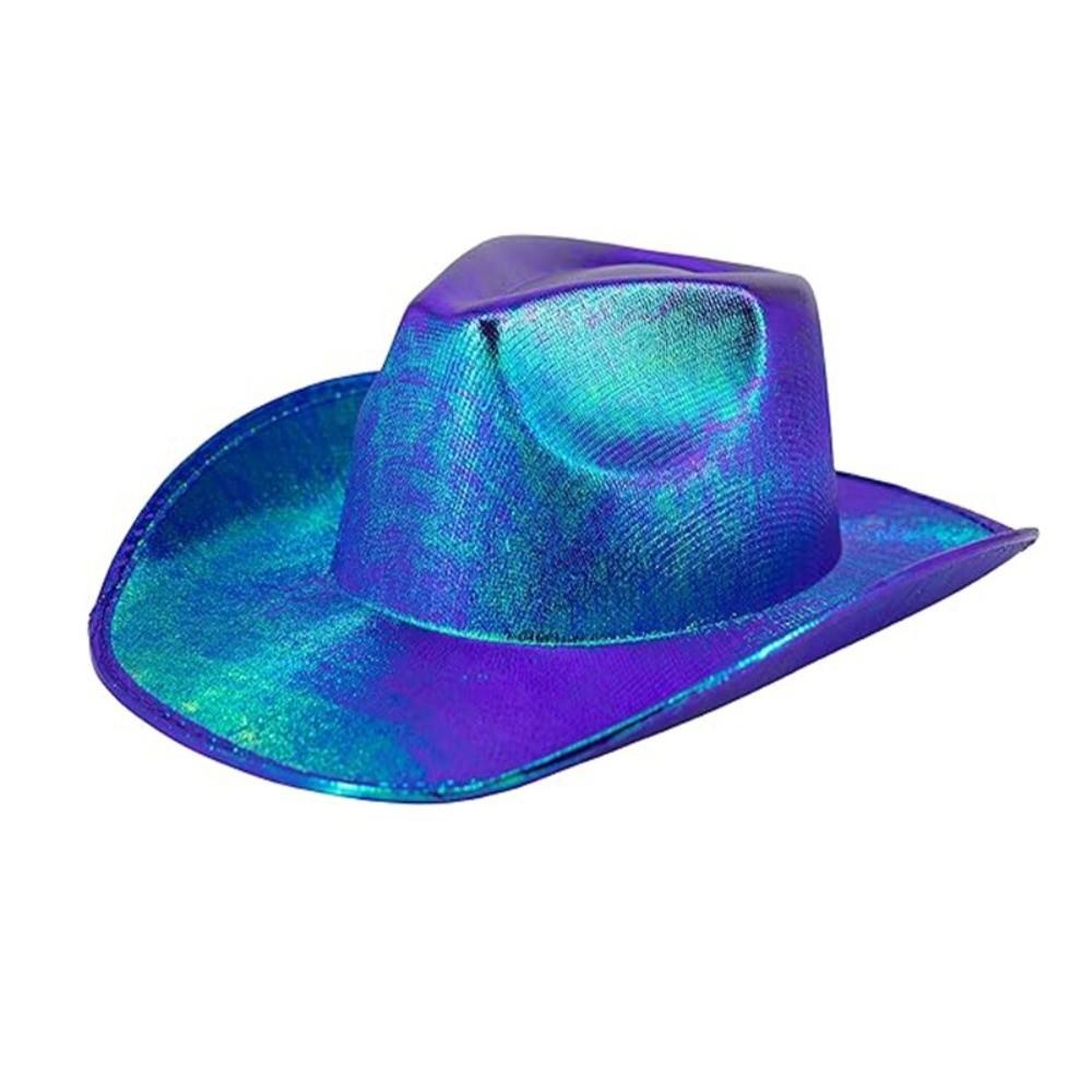 Glamouröser Neon-Westernhut Perlmuttglanz Western-Cowboyhut Cowgirl-Partyhut Western-Thema