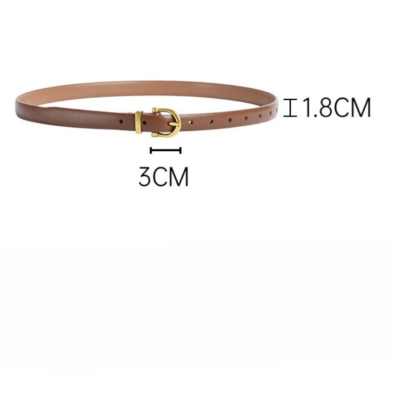 Cinto de Couro Genuíno para Mulheres, Cinto Feminino Retrô, Cinto Simples e Versátil para Calças Jeans