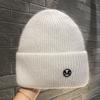 Knit Beanie Hat Rabbit Hair Blend Metal Letter M Label Warm Ear Protection Winter Autumn Trendy Skullcap Women