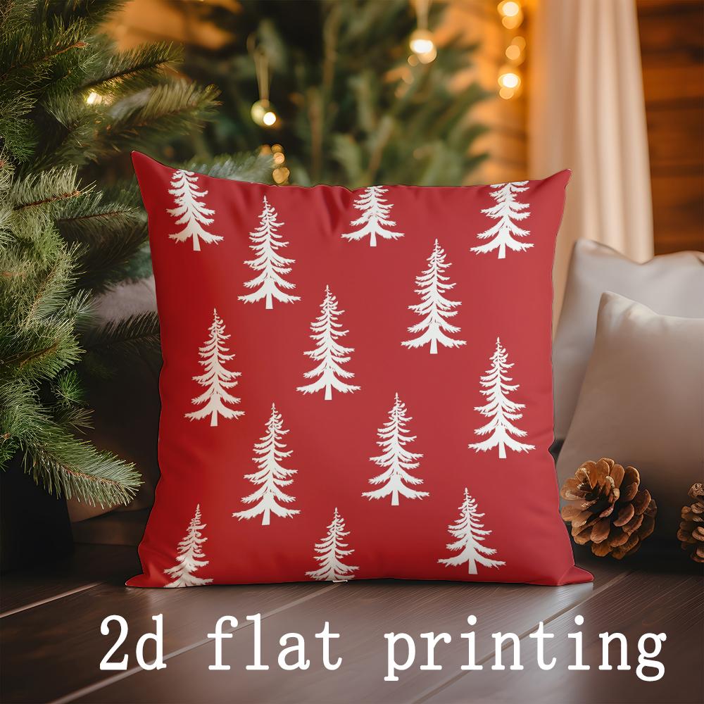 Christmas Tree Patterned Pillow Covers for Festive Look Pattern Cushion Cover Suitable for Sofa Bedroom Car Pillow Cover
