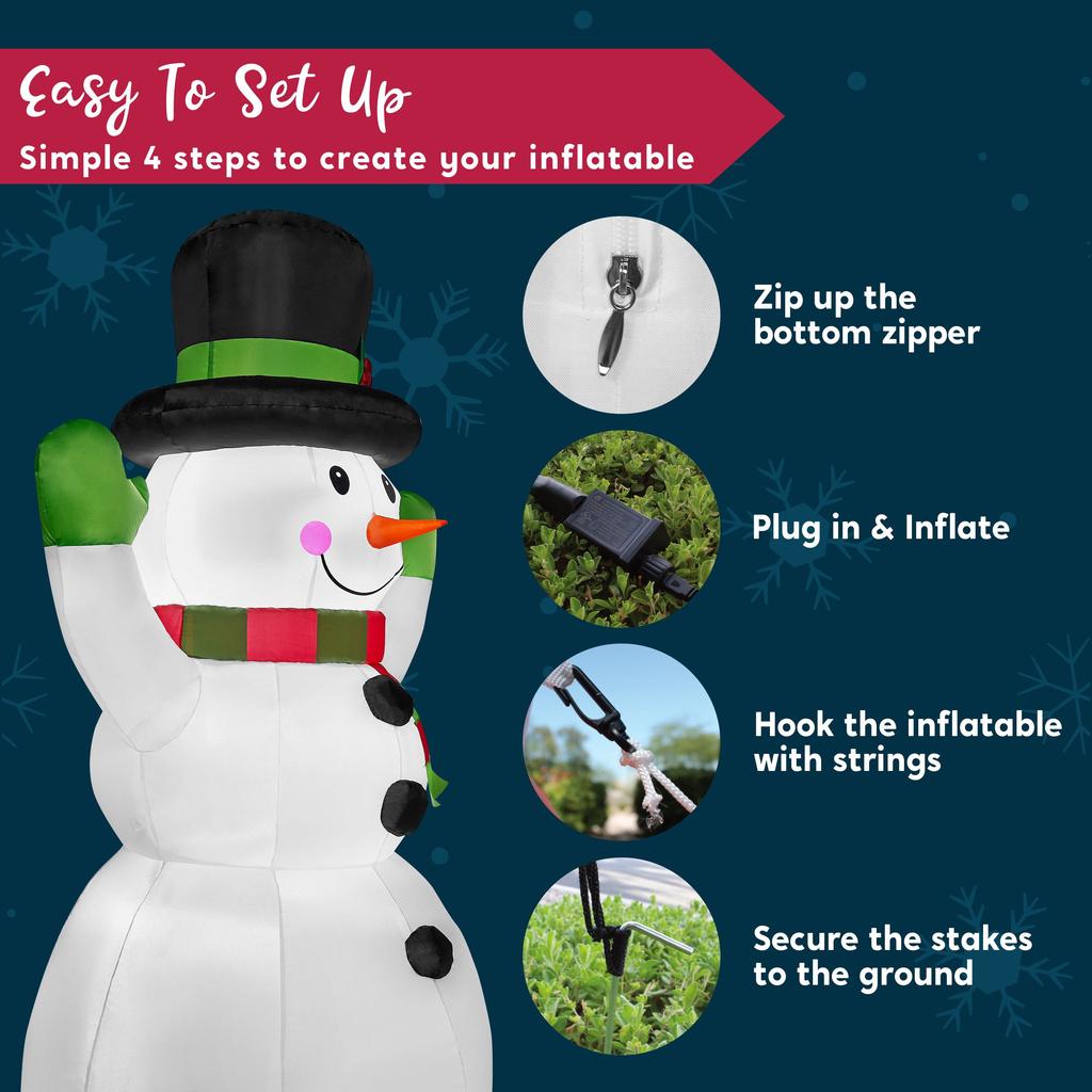 Syncfun 6 FT Christmas Inflatables Snowman Outdoor Decorations Christmas with Built-in LEDs for Holiday Party Garden Lawn Decor