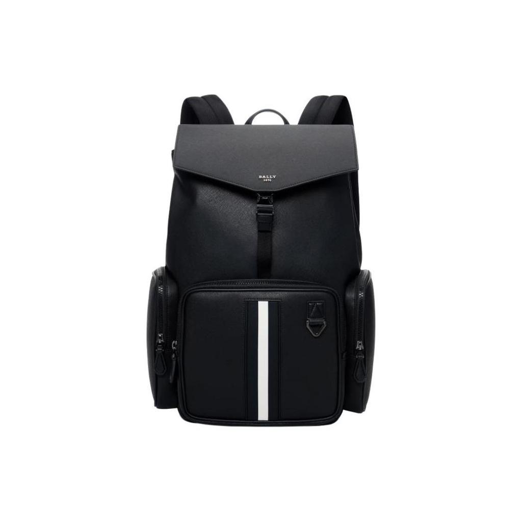 Bally Classic Stripe Leather Backpack Medium Men Backpacks Black 6238750