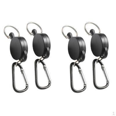 4pcs Retractable ID Badge Holder, Heavy Duty Carabiner Key Chain Keychain with Belt Clip and Inch