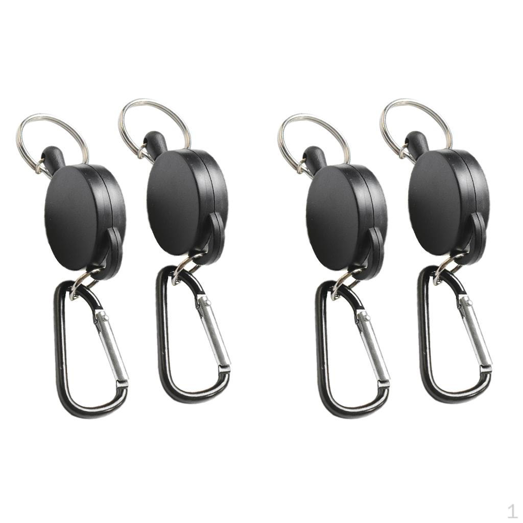 4pcs Retractable ID Badge Holder, Heavy Duty Carabiner Key Chain Keychain with Belt Clip and Inch