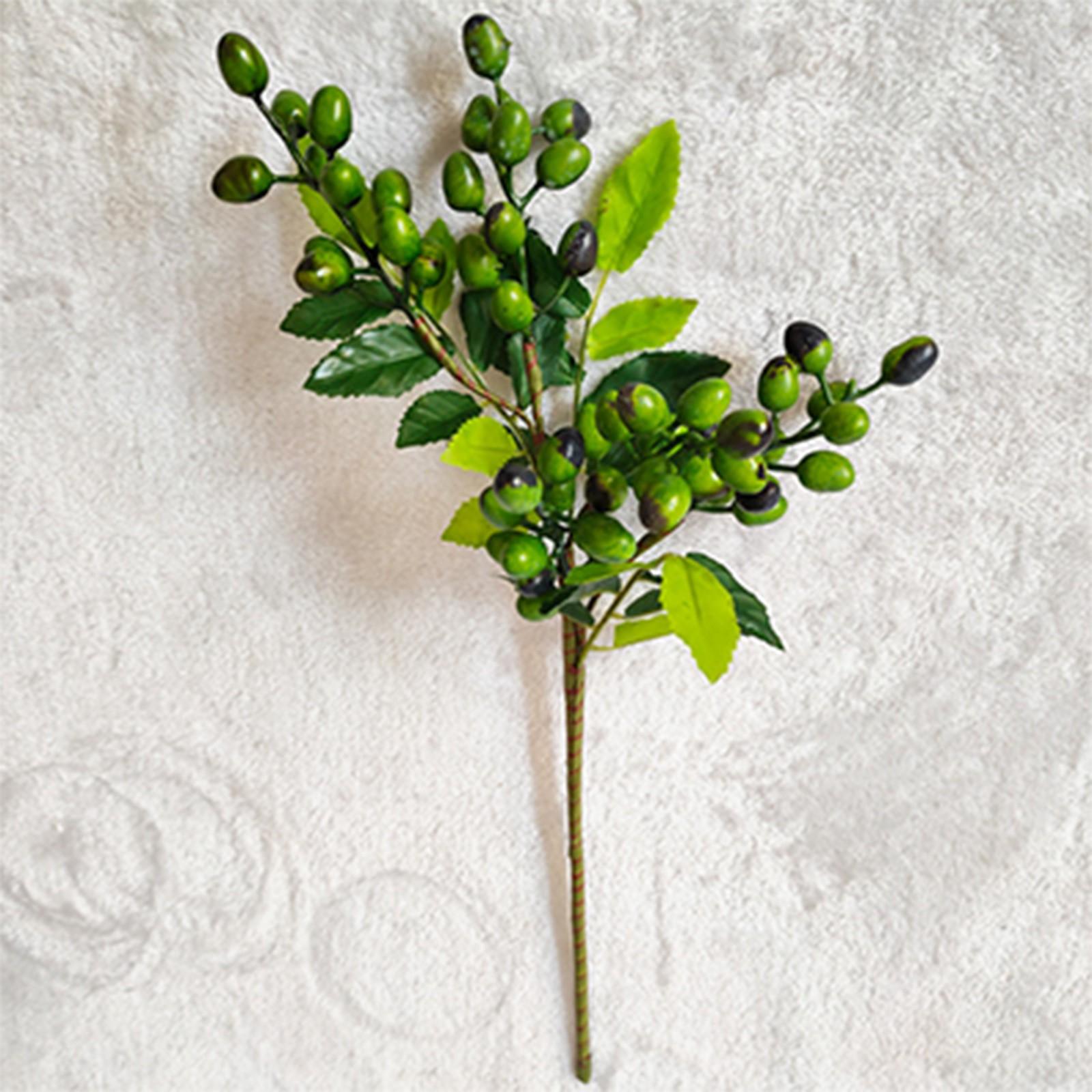 

Зеленая ветка ягода искусственные цветы фрукты листья поддельные для вазы сад свадьба рождественская елка украшение торт подарок поделки растения One Size зелёный