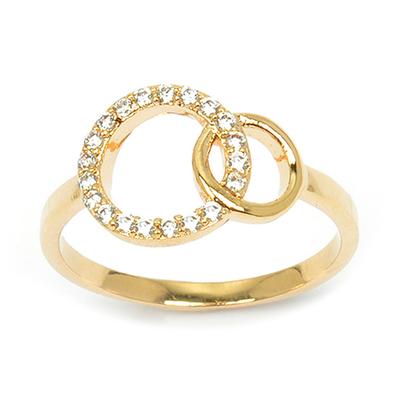 Gold Plated Ring 'Sissi' Golden White - 13x10 Mm