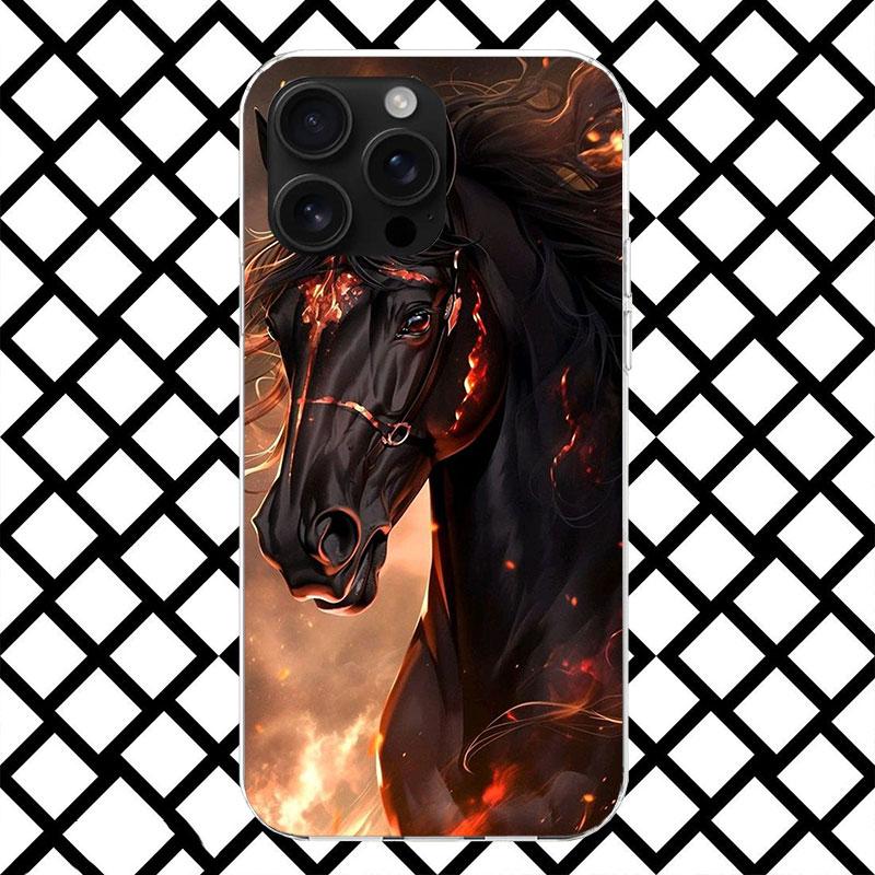 

Animal Black Horse Phone Case for iPhone 17 Air 16 16E 15 14 Plus 13 Mini 12 11 Pro Max 7 8 + SE 2020 Soft Cover Fundas 17 Air 1 iPhone 11