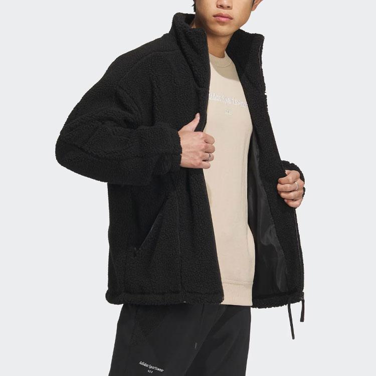 Adidas Sportswear Lounge Jacket With Solid Emblem Logo Unisex Jacket Black IQ1366