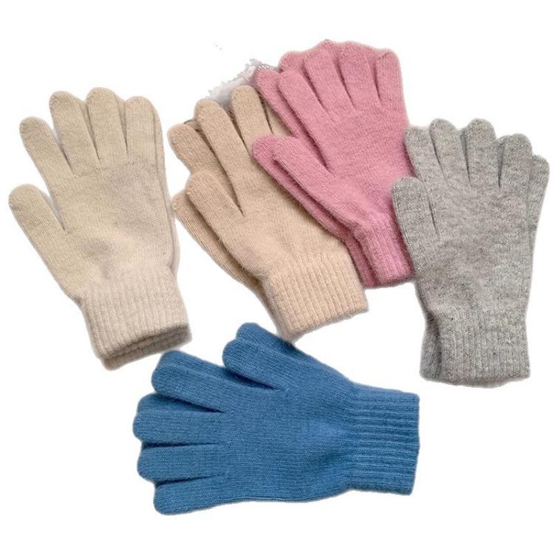 Nové dámské pletené vlněné rukavice z králičí kožešiny na podzim a zimu, větruodolné studentské teplé zesílené chrániče zápěstí, rukavice s dělenými prsty