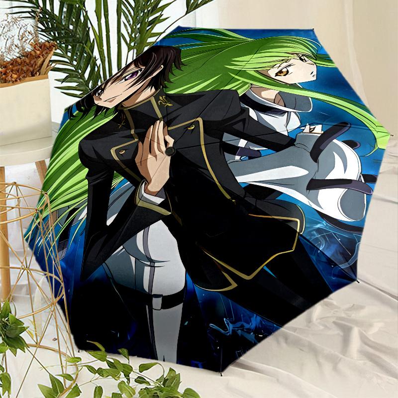 Code Geass Umbrella with Automatic Open/Close & Self-8-Rib Heavy-Duty Umbrella, Compact Travel Umbrella Suitable for Outdoor