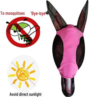 Horse Face Fly-Proof Mosquito Net & Sunscreen Mask - Equestrian Head Cover.