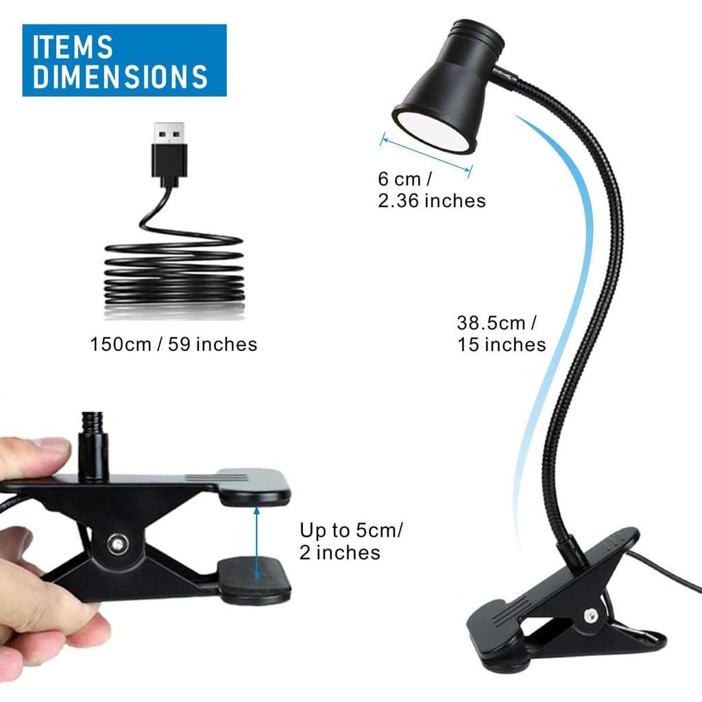 LED Clip-On Desk Lamp: Eye Protection, USB Rechargeable & Night Light