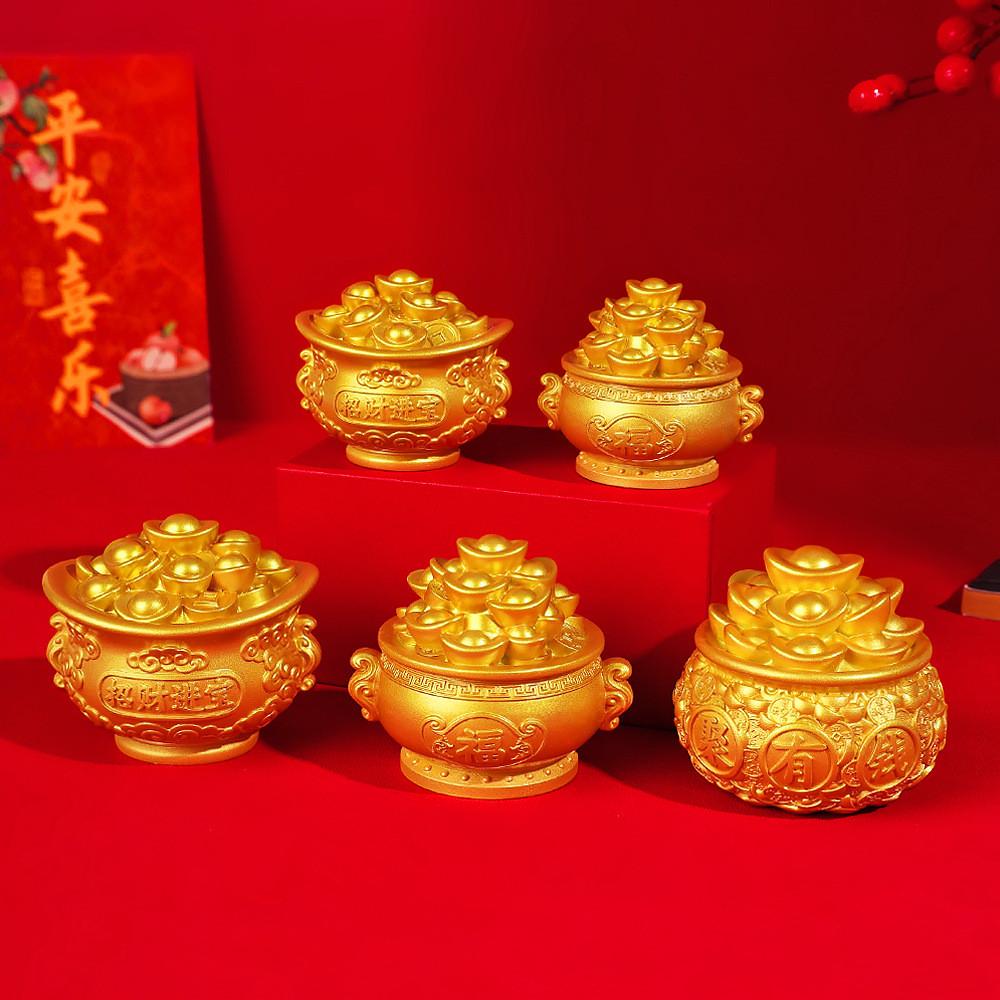 Style Resin Fortune Basin With Prosperity Coins For Office Or Home Decor Gift