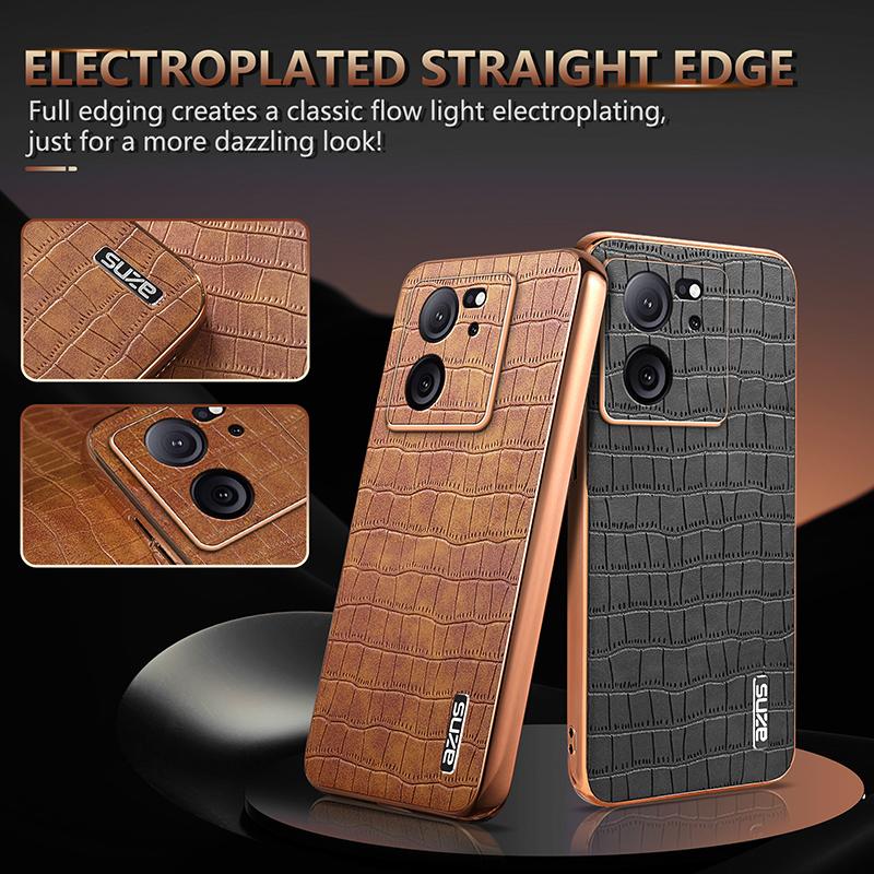 For Xiaomi Redmi K60 Ultra/13T/13T Pro Case Crocodile Texture Electroplating PU+TPU Phone Cover