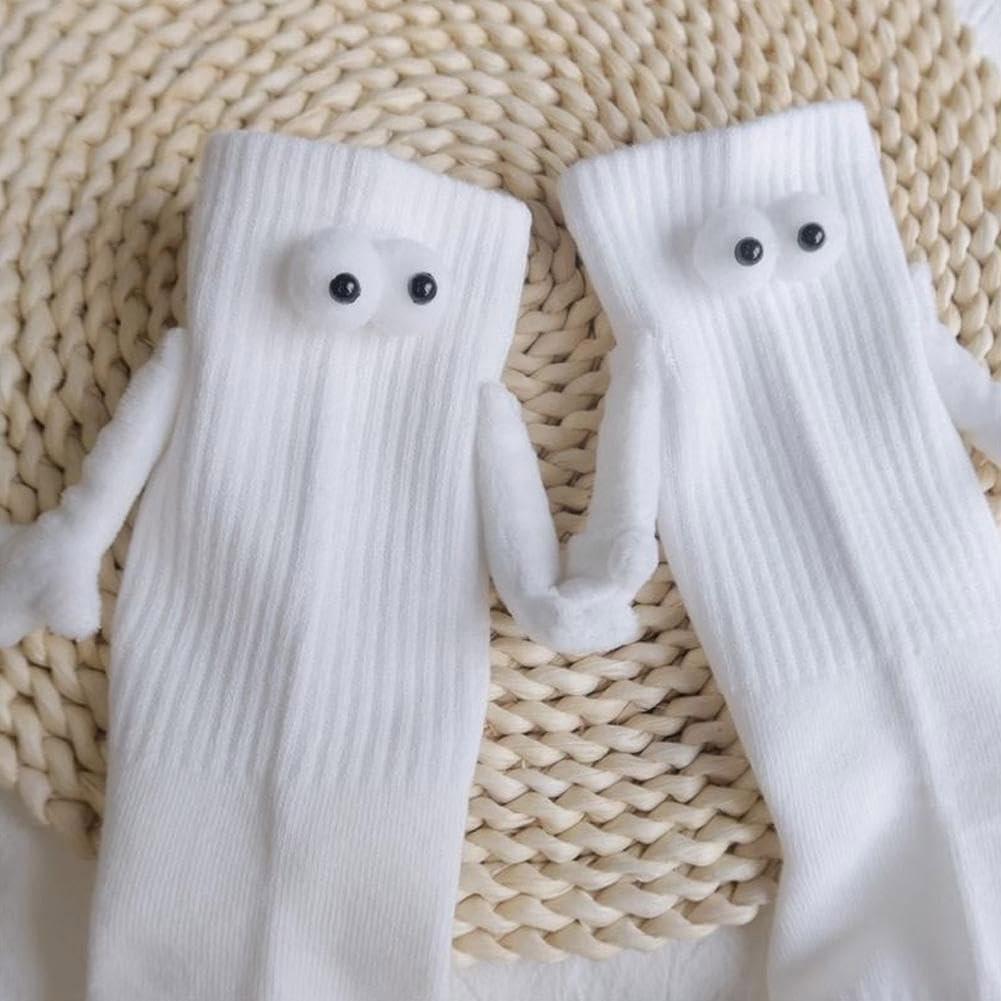 Funny Magnetic Suction Cup 3D Doll Pair Of Socks Socks For Women Men Unisex Funny Couple Hold Hands Socks For Couple